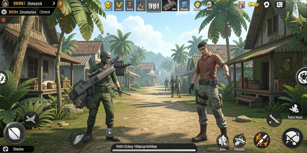 Tampilan gameplay <strong>9N9N</strong> yang menampilkan karakter dan lingkungan interaktif.