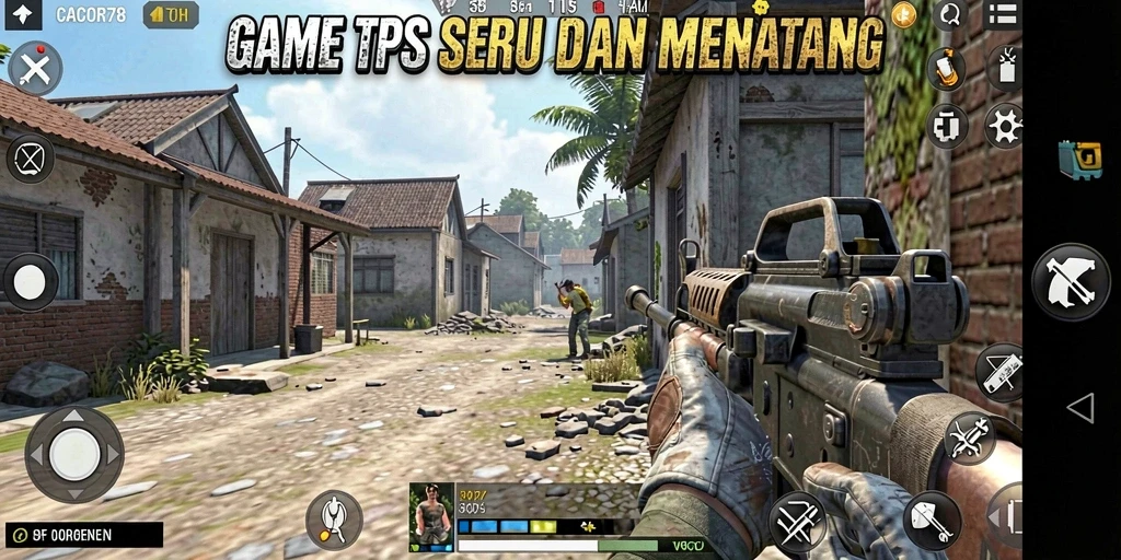 Gameplay seru CACOR78 dengan aksi tembak-tembakan intens.