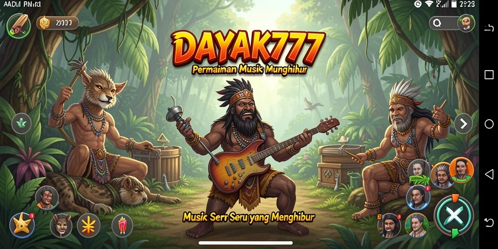 Tampilan gameplay DAYAK777 dengan berbagai lagu menghibur.