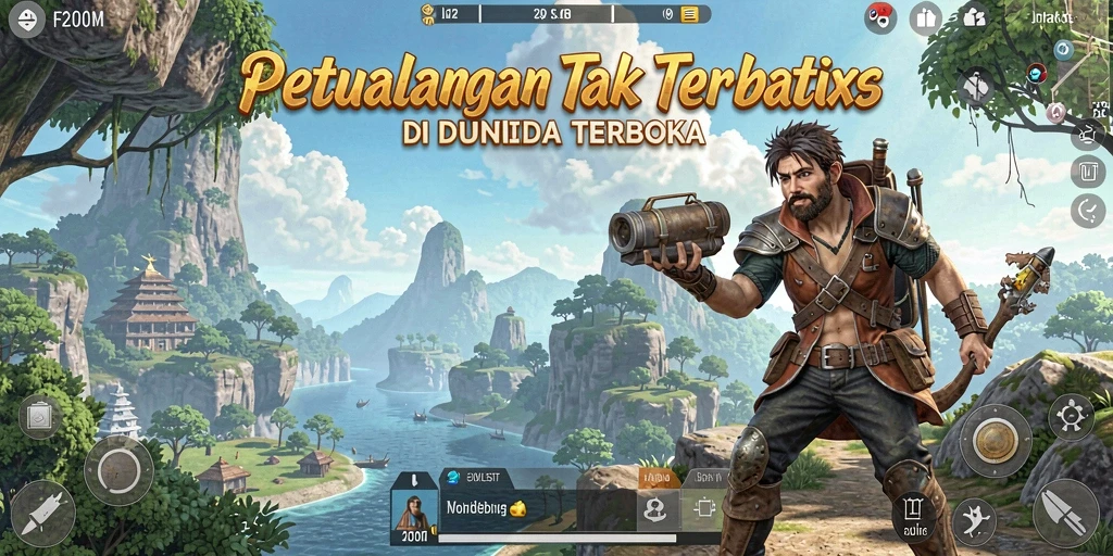 Tampilan screenshot utama F200M dengan gameplay Open World yang menakjubkan.