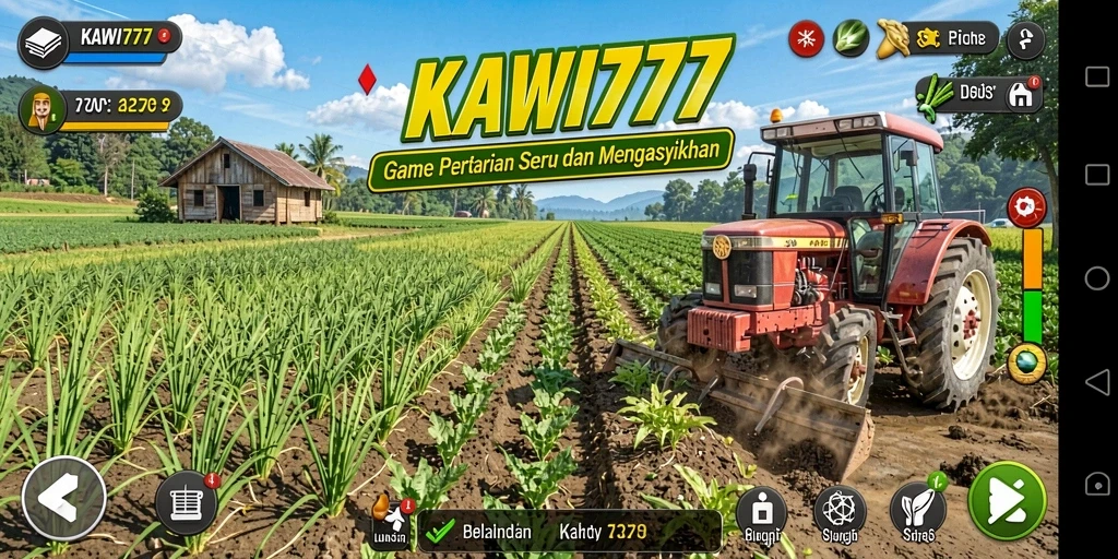 Tampilan gameplay KAWI777 yang menampilkan aktivitas pertanian yang seru.