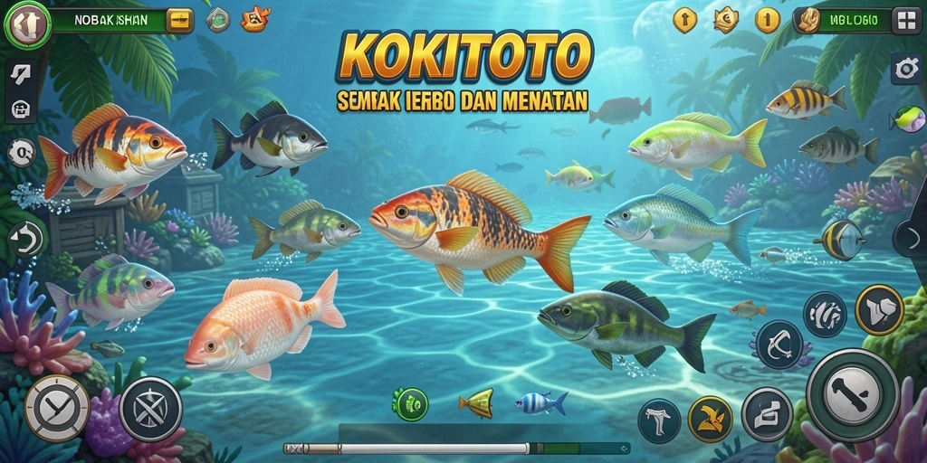 Screenshot gameplay KOKITOTO menampilkan aksi menembak ikan yang seru.