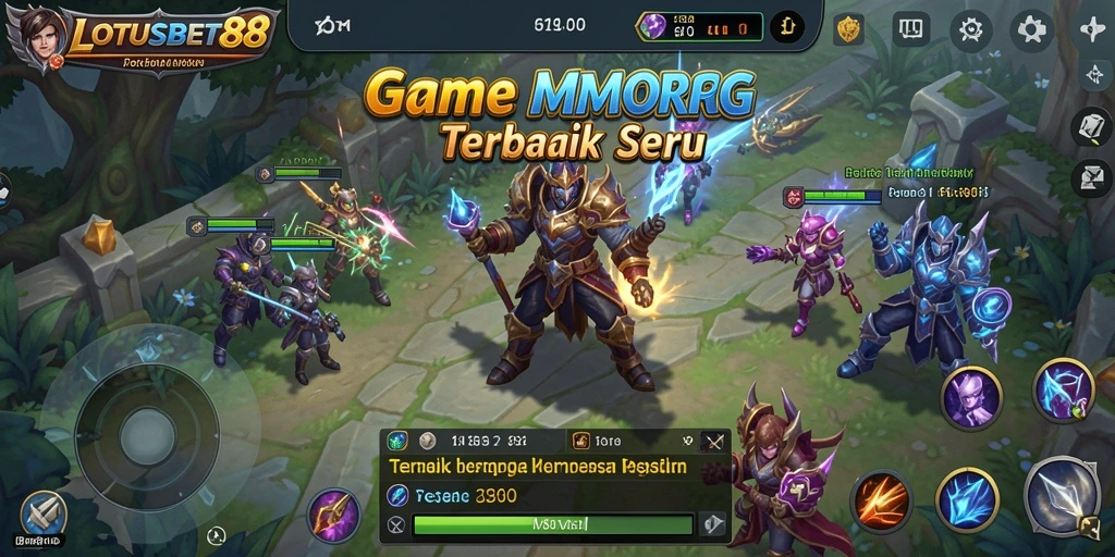 Tangkapan layar utama LOTUSBET88 menampilkan aksi seru dalam pertempuran MMORPG.