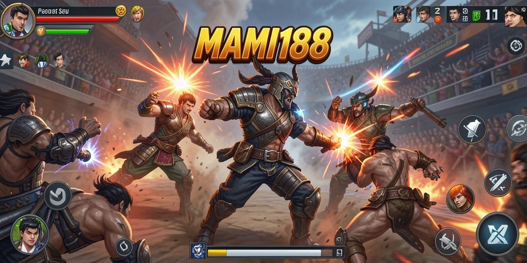 Tampilan gameplay MAMI188 dengan pertarungan seru dan karakter yang dinamis.