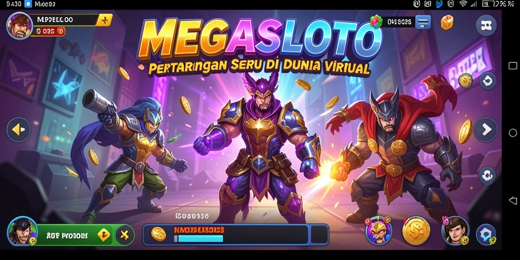 Screenshot menampilkan pertarungan seru di arena MEGASLOTO.