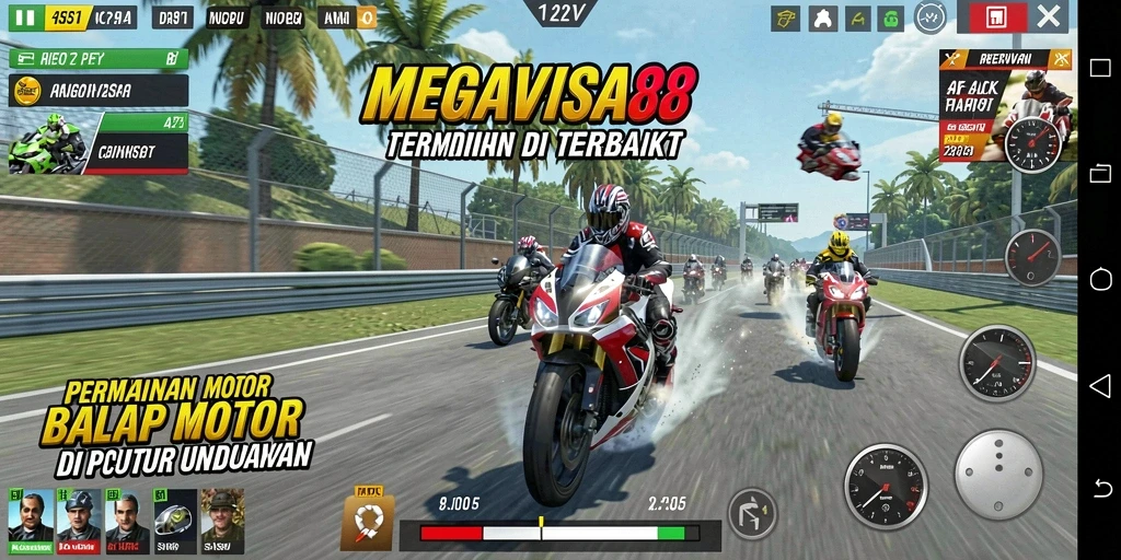 Tampilan gameplay seru dalam balap motor di MEGAVISA88.