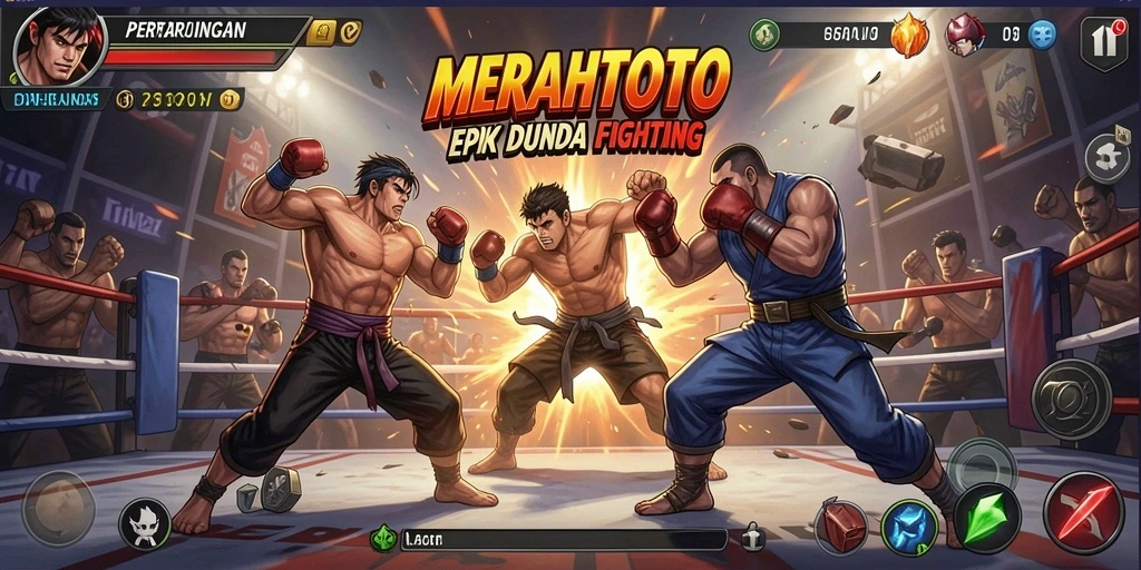 Gameplay MERAHTOTO menampilkan pertarungan yang menegangkan dan seru.