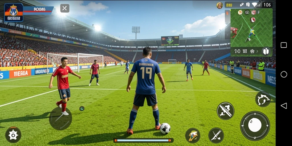 Tampilan gameplay N06 dengan aksi sepak bola yang mendebarkan.
