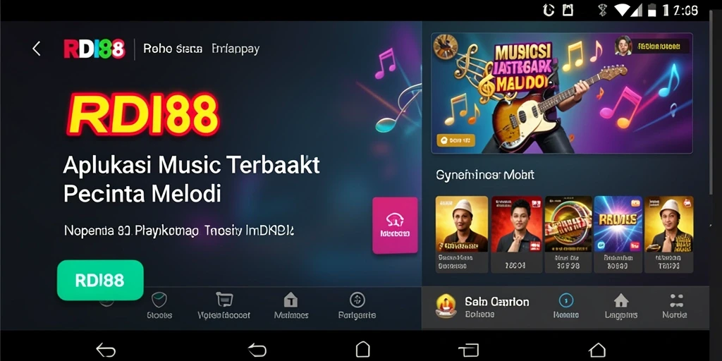 Tampilan gameplay RDI88 yang menampilkan berbagai fitur musik.