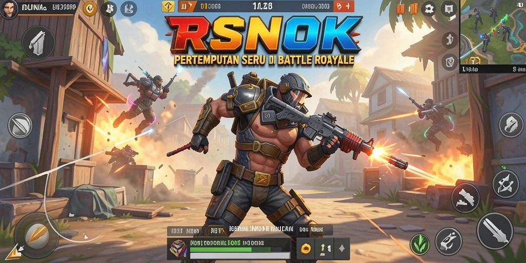 Screenshot pertarungan intens dalam permainan RSNOK Battle Royale.