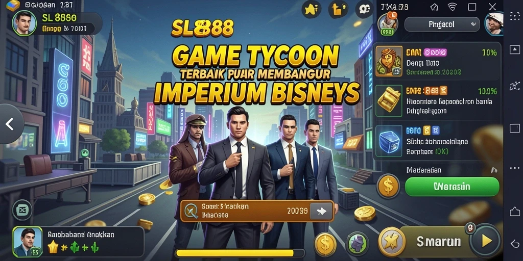 Screenshot gameplay SL888 yang menunjukkan strategi membangun bisnis.