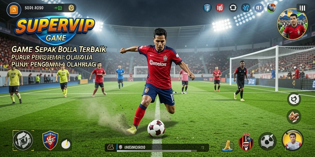 Tampilan permainan SUPERVIP dengan aksi sepak bola yang mendebarkan.